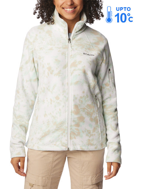 Columbia Women White Fast Trek Printed Fleece Jacket