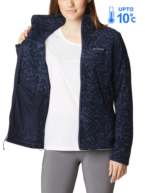 Columbia Women Navy Blue Fast Trek Printed Fleece Jacket