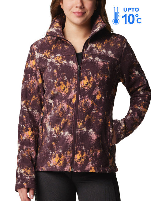 Columbia Women Red Fast Trek Printed Fleece Jacket