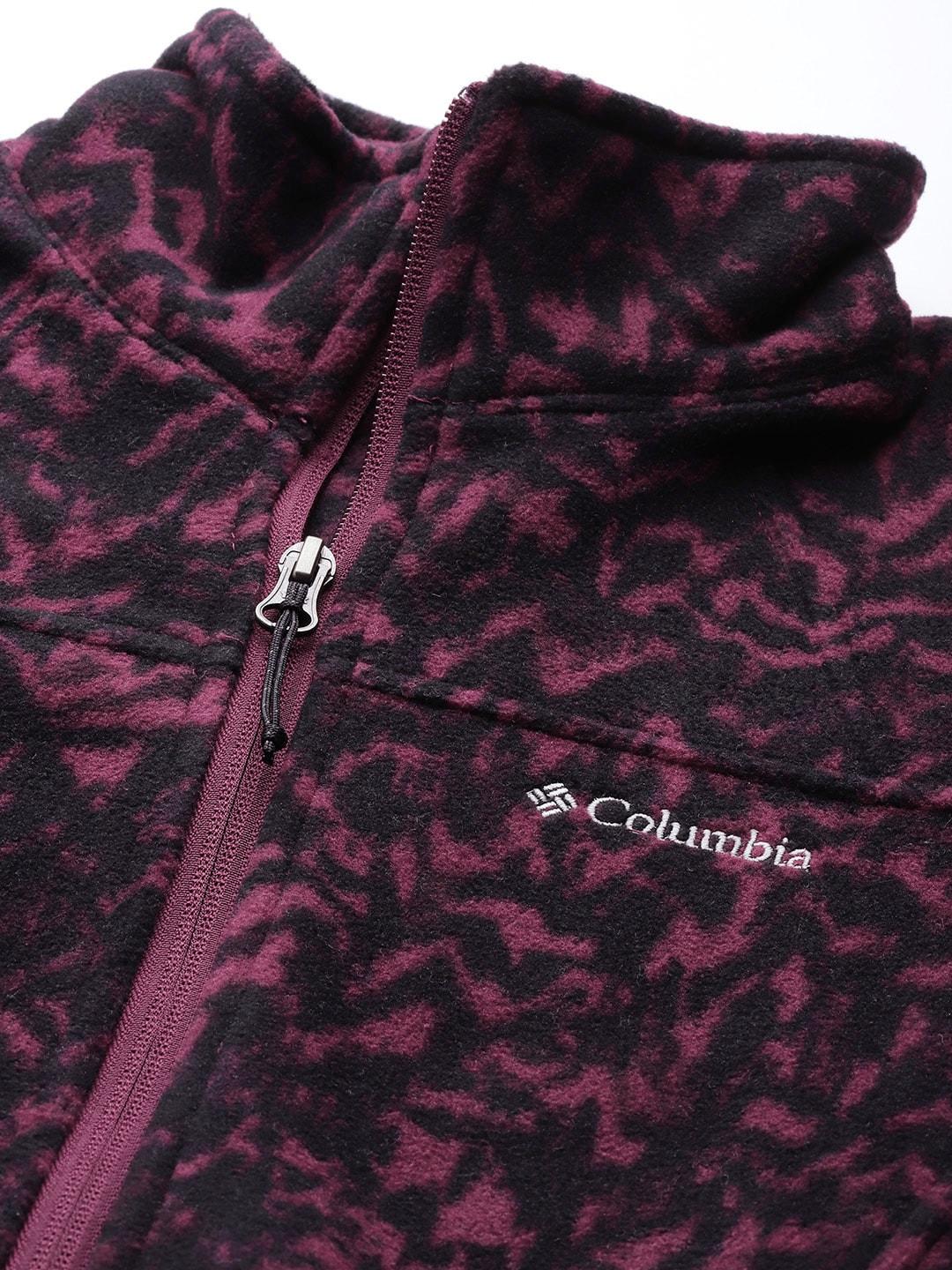 Columbia Women Maroon Fast Trek Printed Fleece Jacket