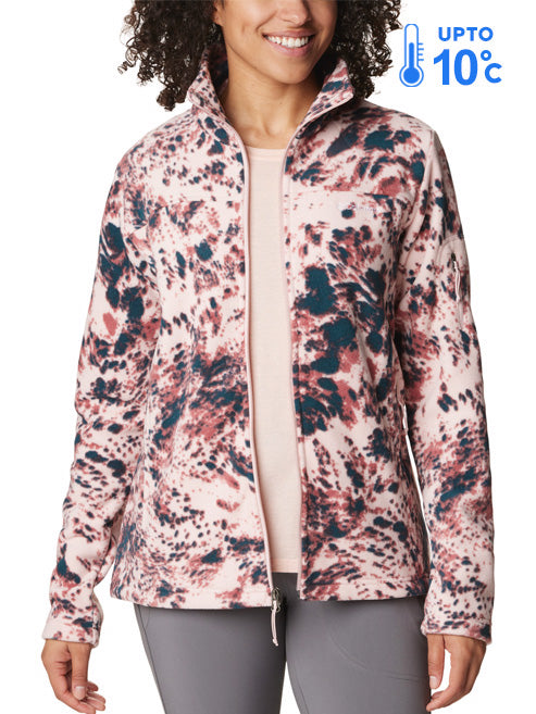 Columbia Women Pink Fast Trek Printed Fleece Jacket