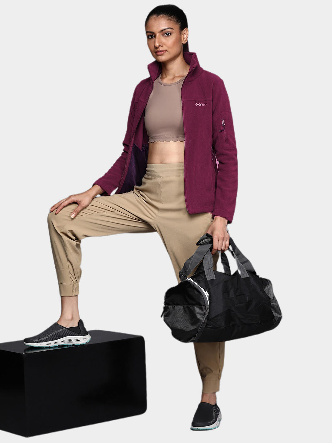 Columbia Women Maroon Fast Trek II Fleece Jacket