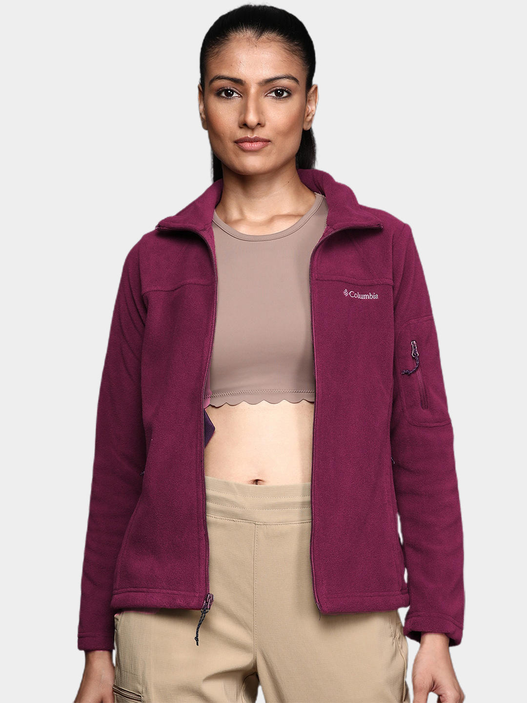 Columbia Women Maroon Fast Trek II Fleece Jacket