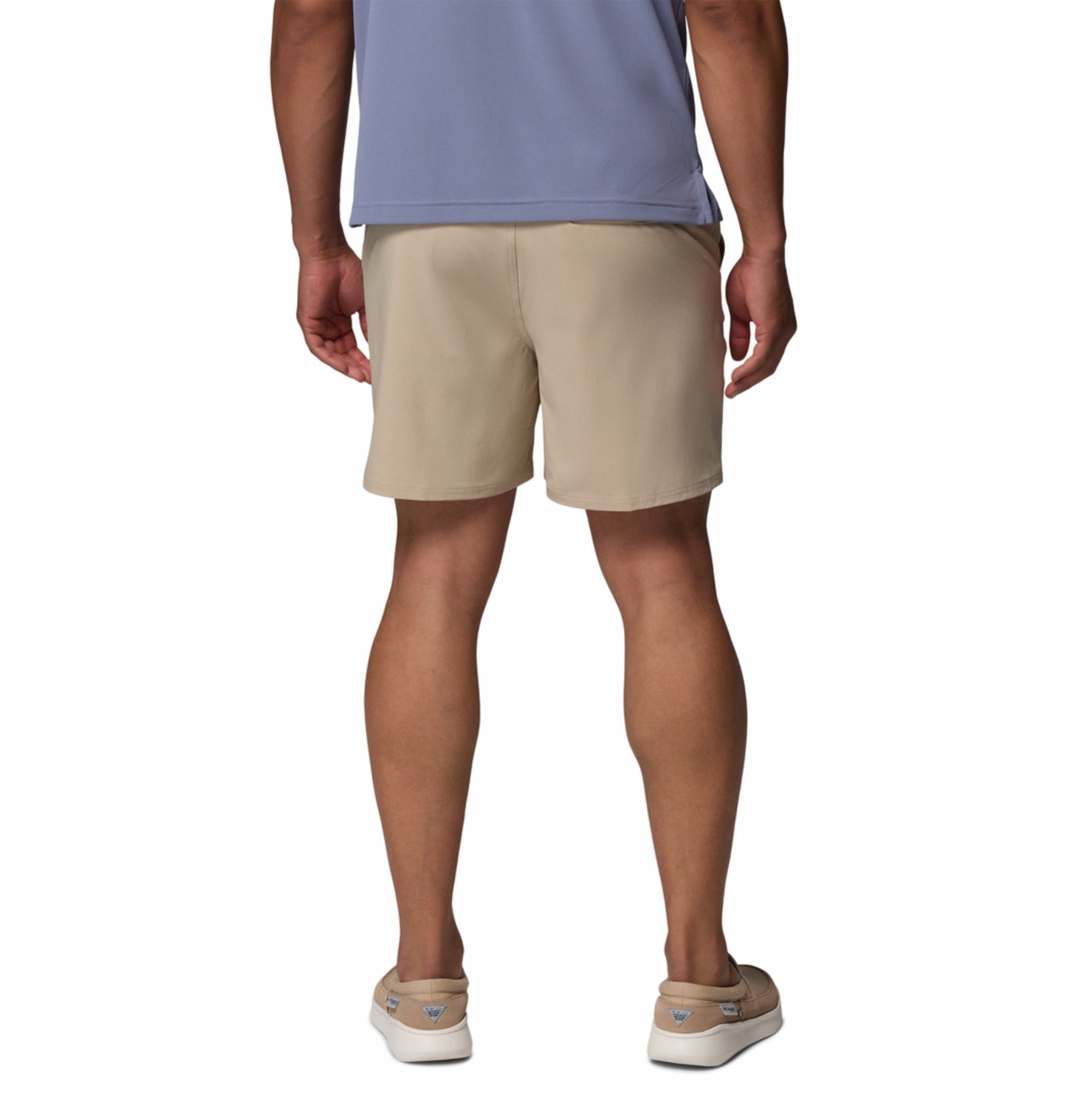 men beige omni shade terminal roamer stretch shorts