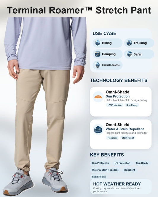 men beige omni shade terminal roamer stretch pant