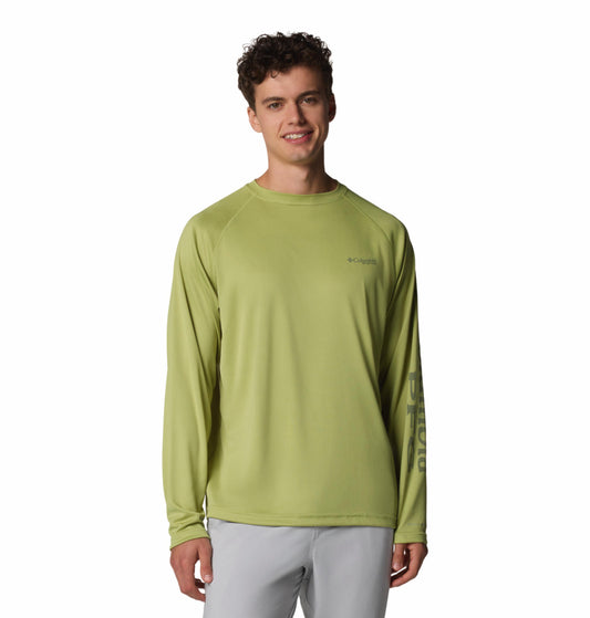 Columbia Mens Green Omni-Shade Broad Spectrum Terminal Tackle Long Sleeve Shirt