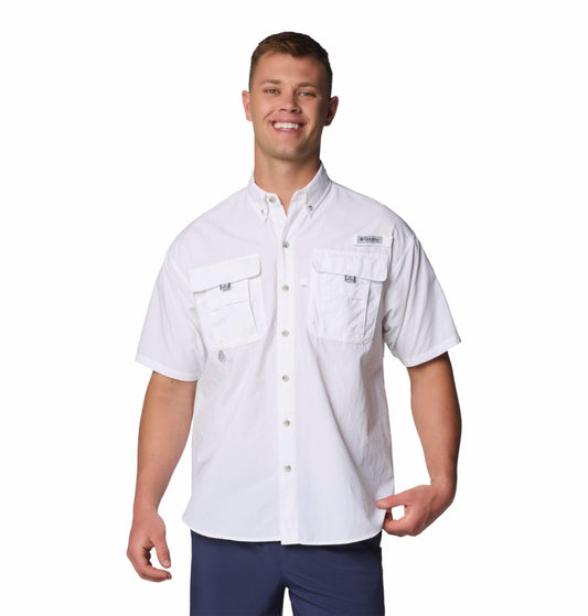 Columbia Mens White Omni-Shade Bahama II Short Sleeve Shirt