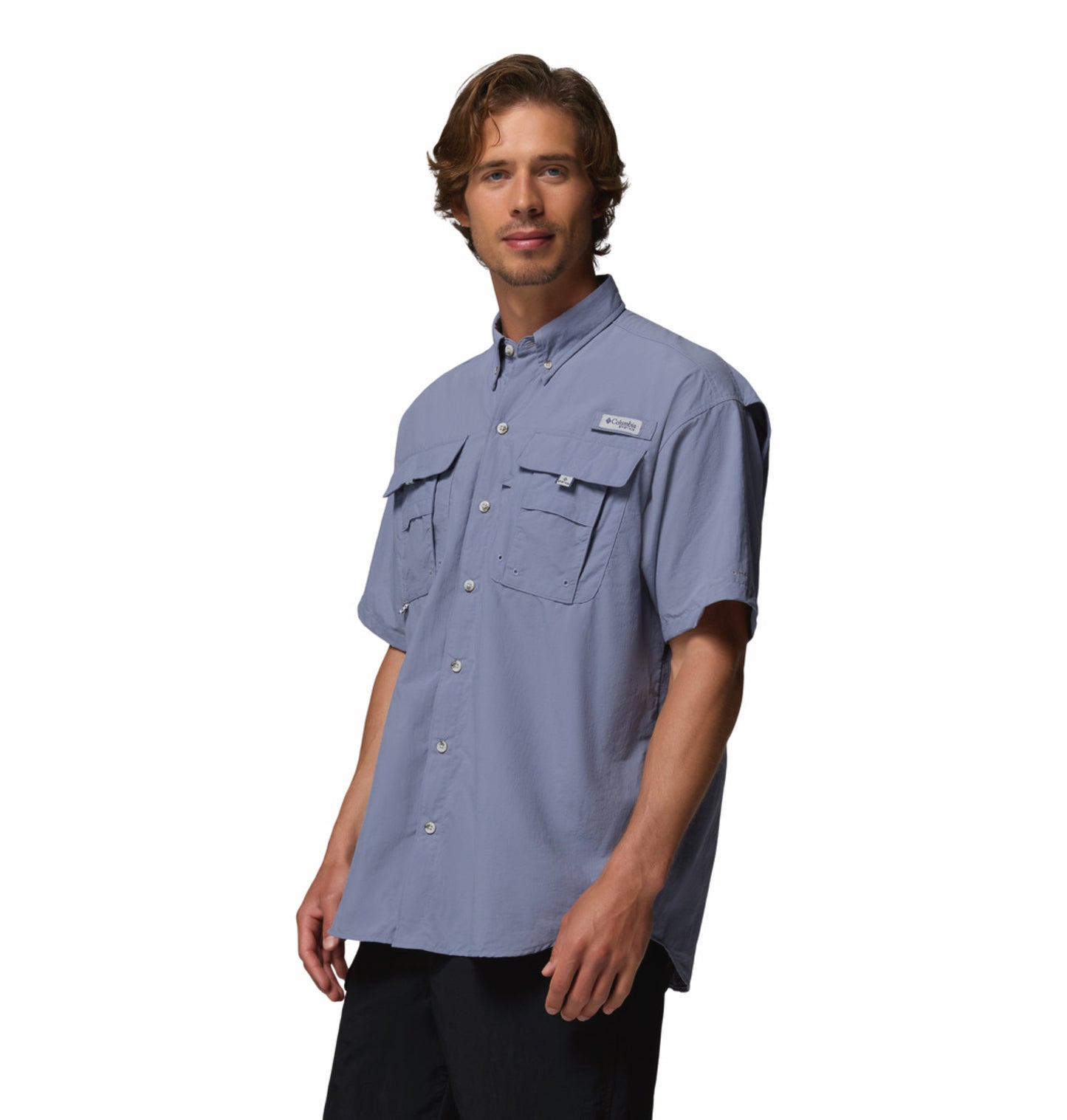 Columbia Men Blue Omni-Shade Bahama II Short Sleeve Shirt