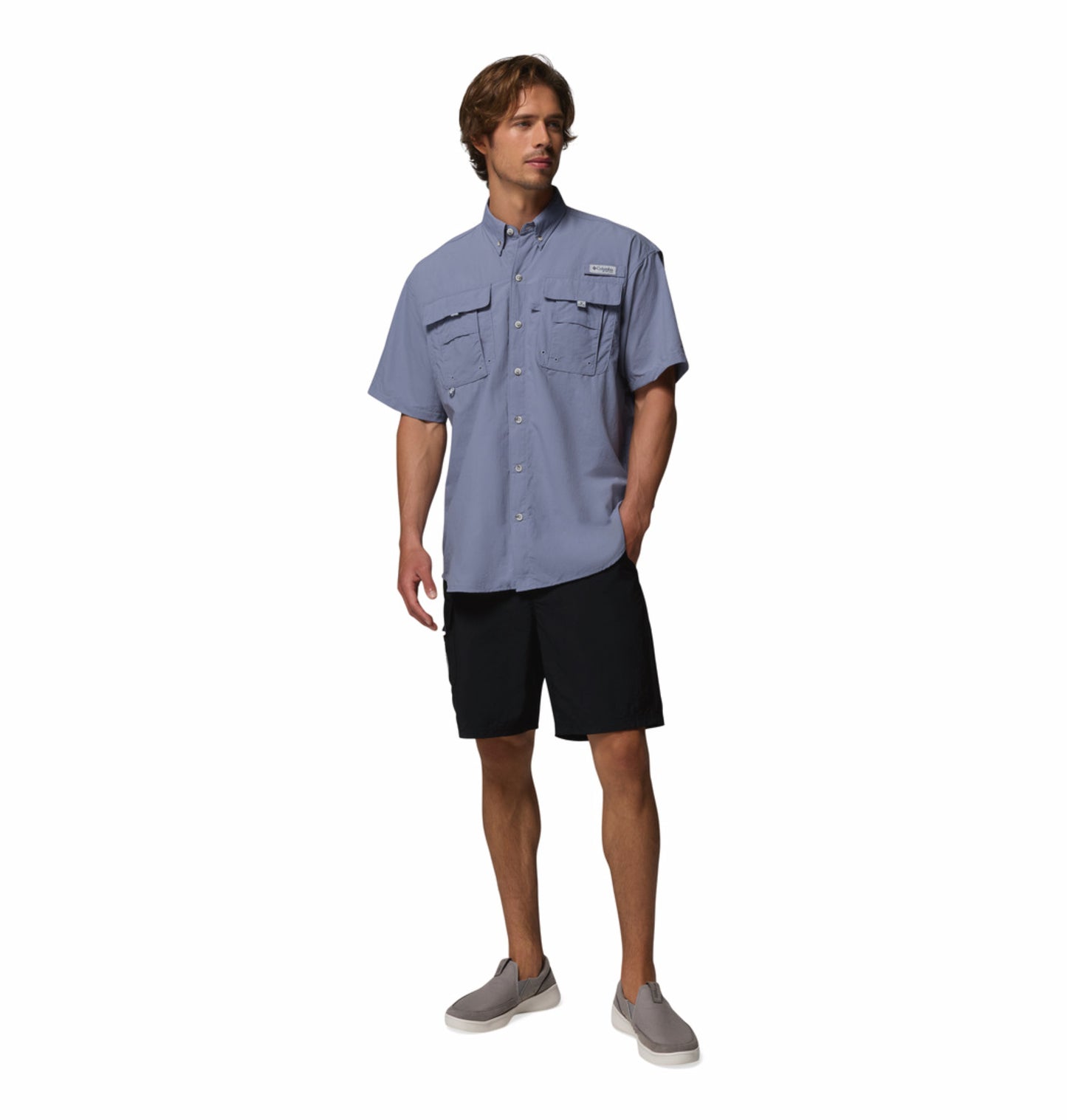 Columbia Men Blue Omni-Shade Bahama II Short Sleeve Shirt