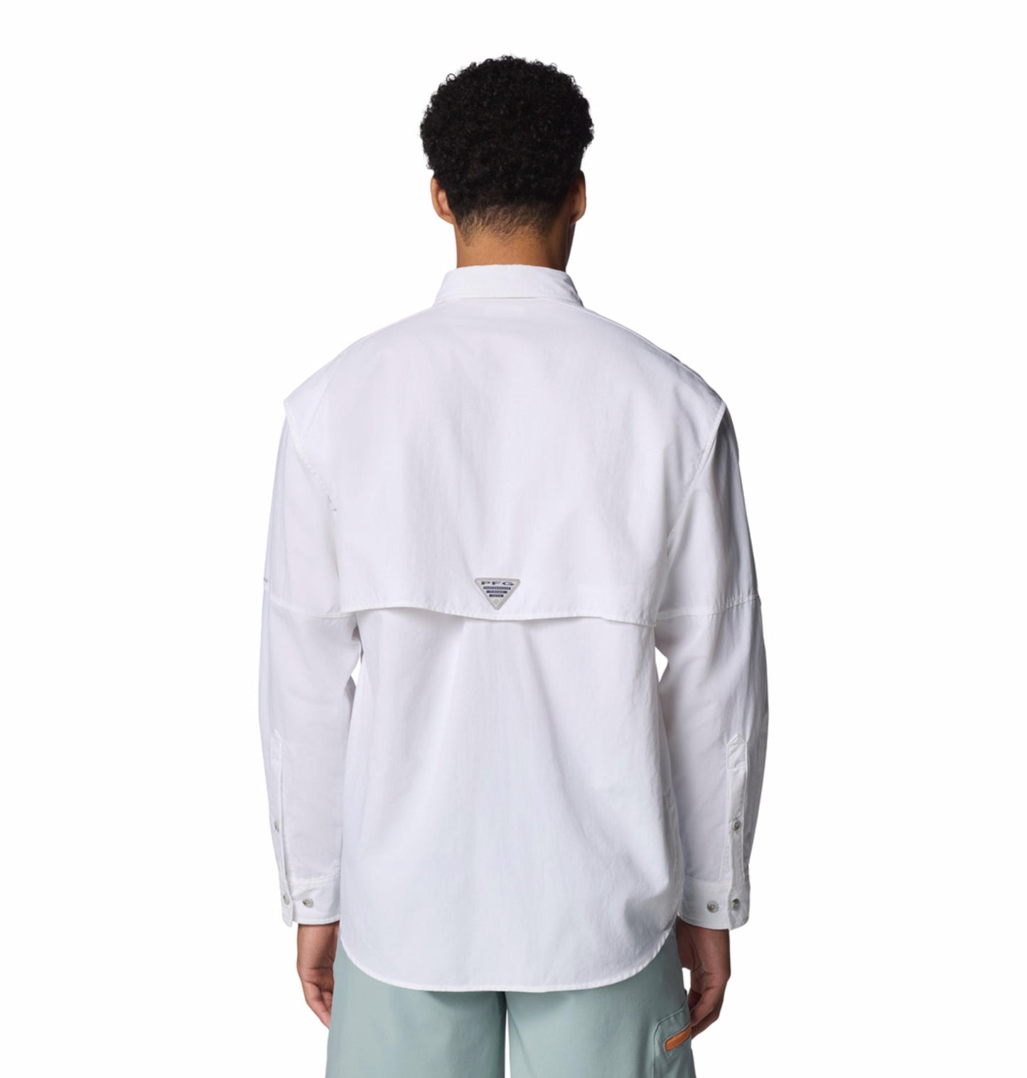 Columbia Mens White Omni-Shade Broad Spectrum Bahama II Long Sleeve Shirt