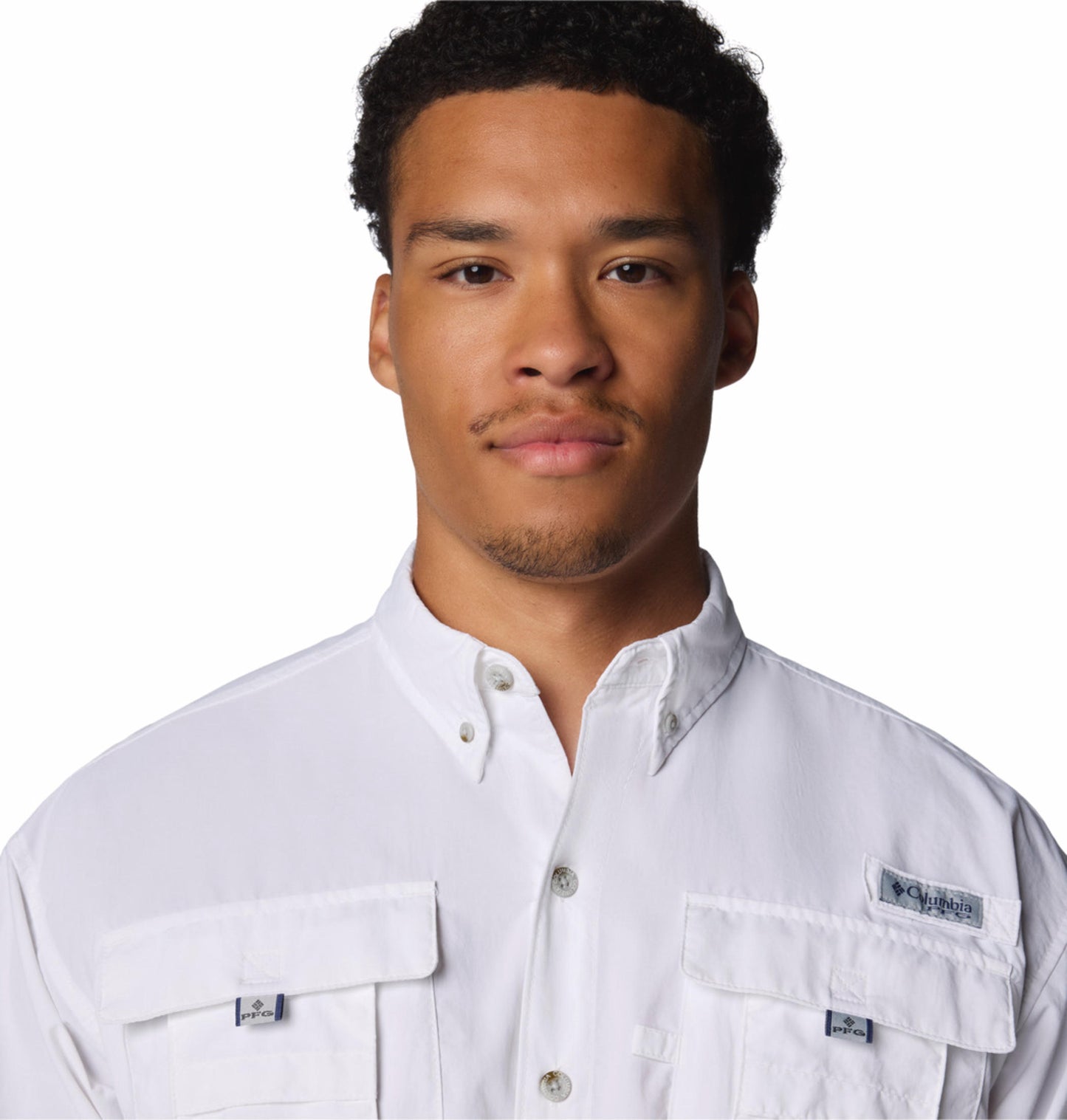 Columbia Mens White Omni-Shade Broad Spectrum Bahama II Long Sleeve Shirt