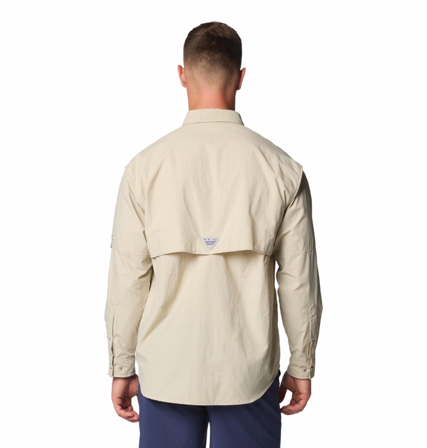 Columbia Mens Beige Omni-Shade Broad Spectrum Bahama II Long Sleeve Shirt