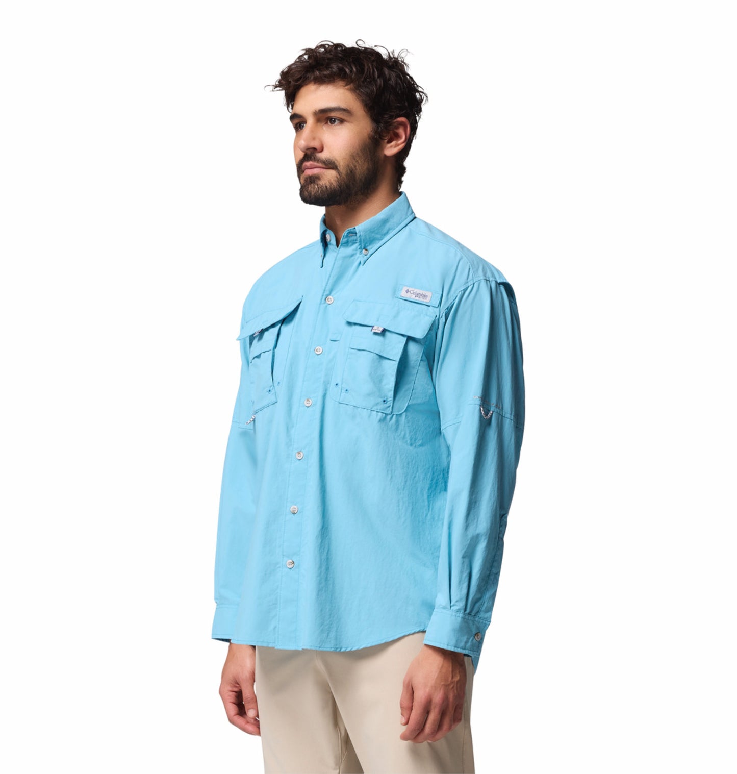 Columbia Men Blue Omni-Shade Bahama II Long Sleeve Shirt for Sun Protection