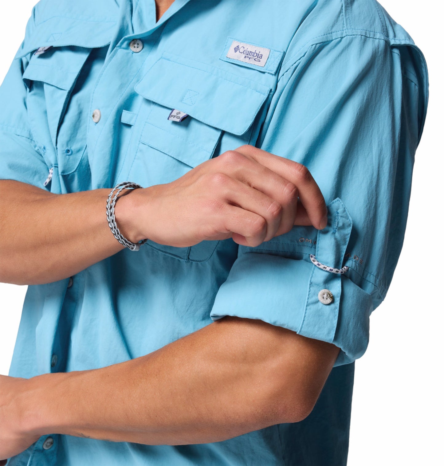 Columbia Men Blue Omni-Shade Bahama II Long Sleeve Shirt for Sun Protection