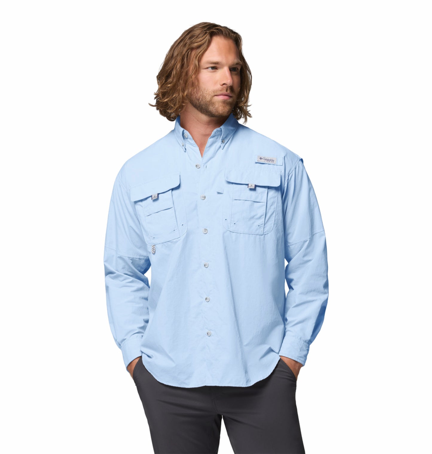 Columbia Men Blue Omni-Shade Bahama II Long Sleeve Shirt