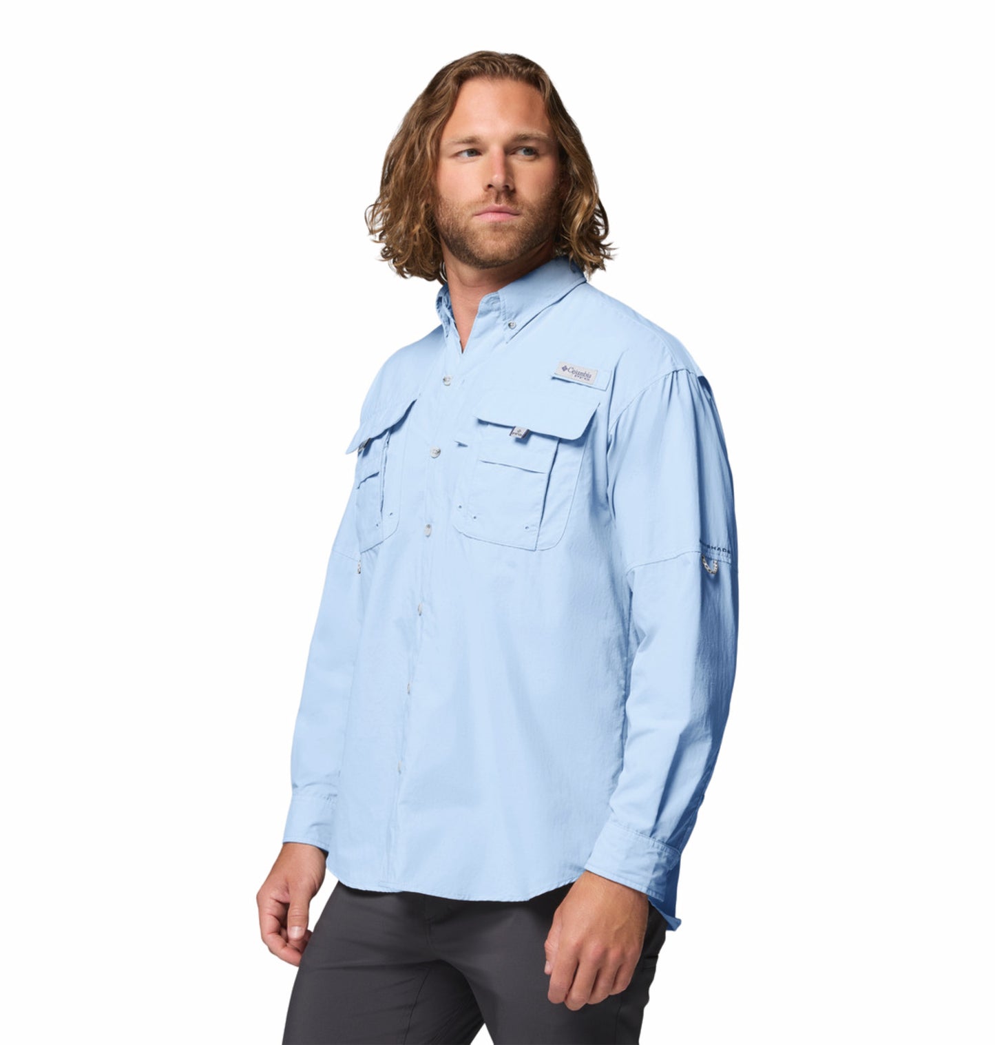 Columbia Men Blue Omni-Shade Bahama II Long Sleeve Shirt