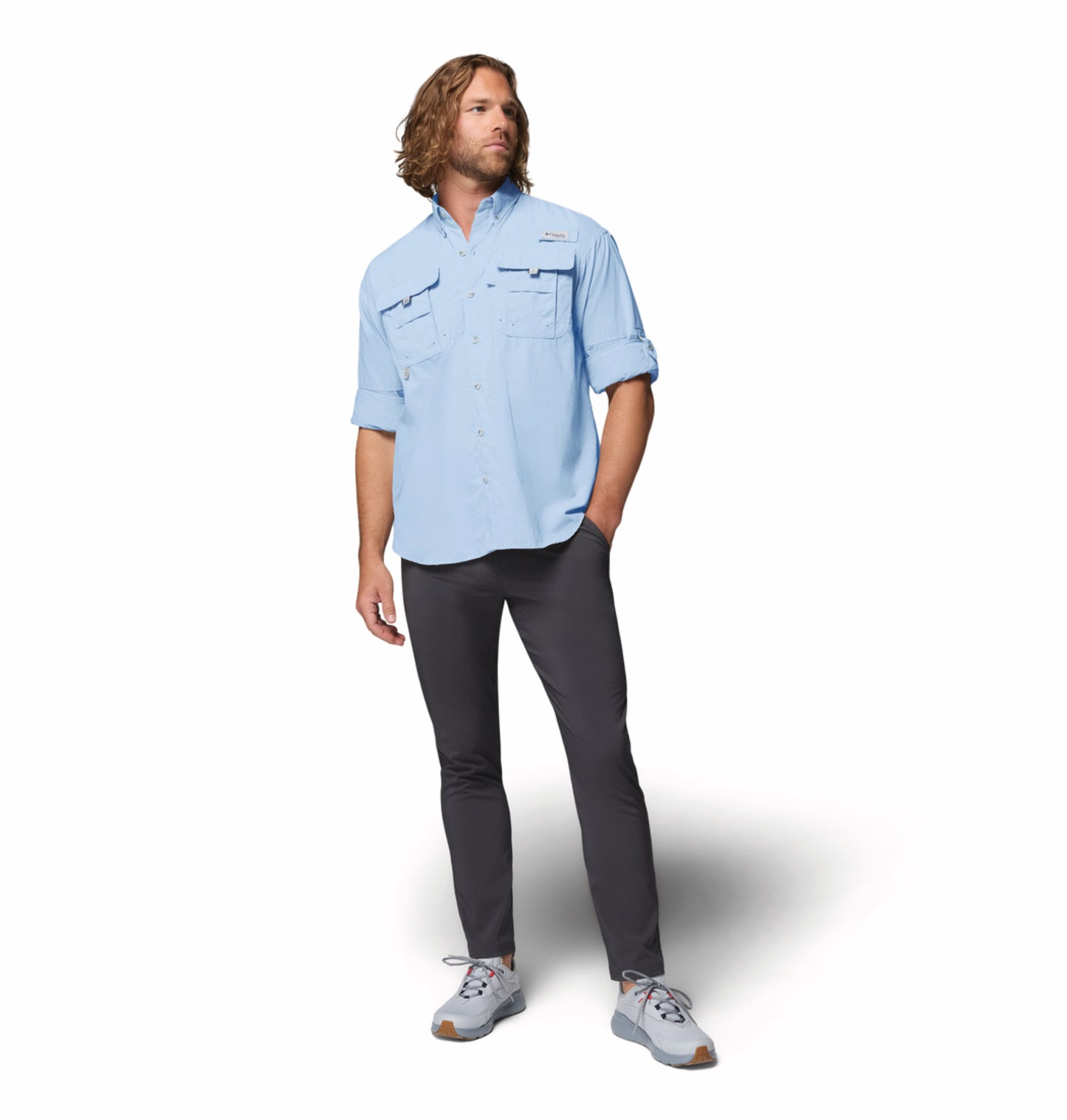 Columbia Men Blue Omni-Shade Bahama II Long Sleeve Shirt