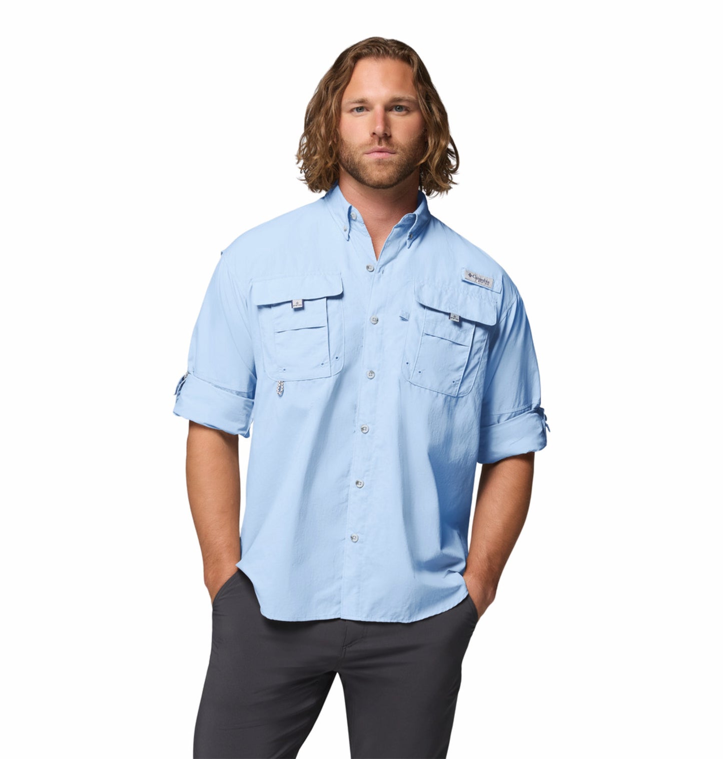 Columbia Men Blue Omni-Shade Bahama II Long Sleeve Shirt