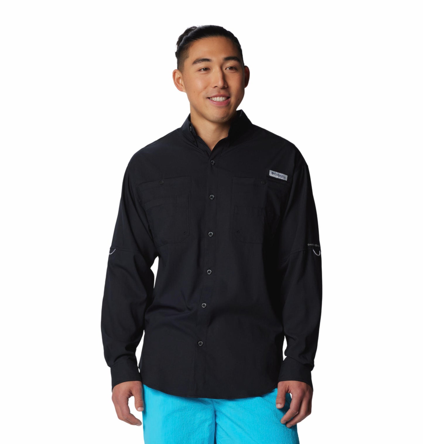Columbia Mens Black Omni-Wick Tamiami II Long Sleeve Shirt