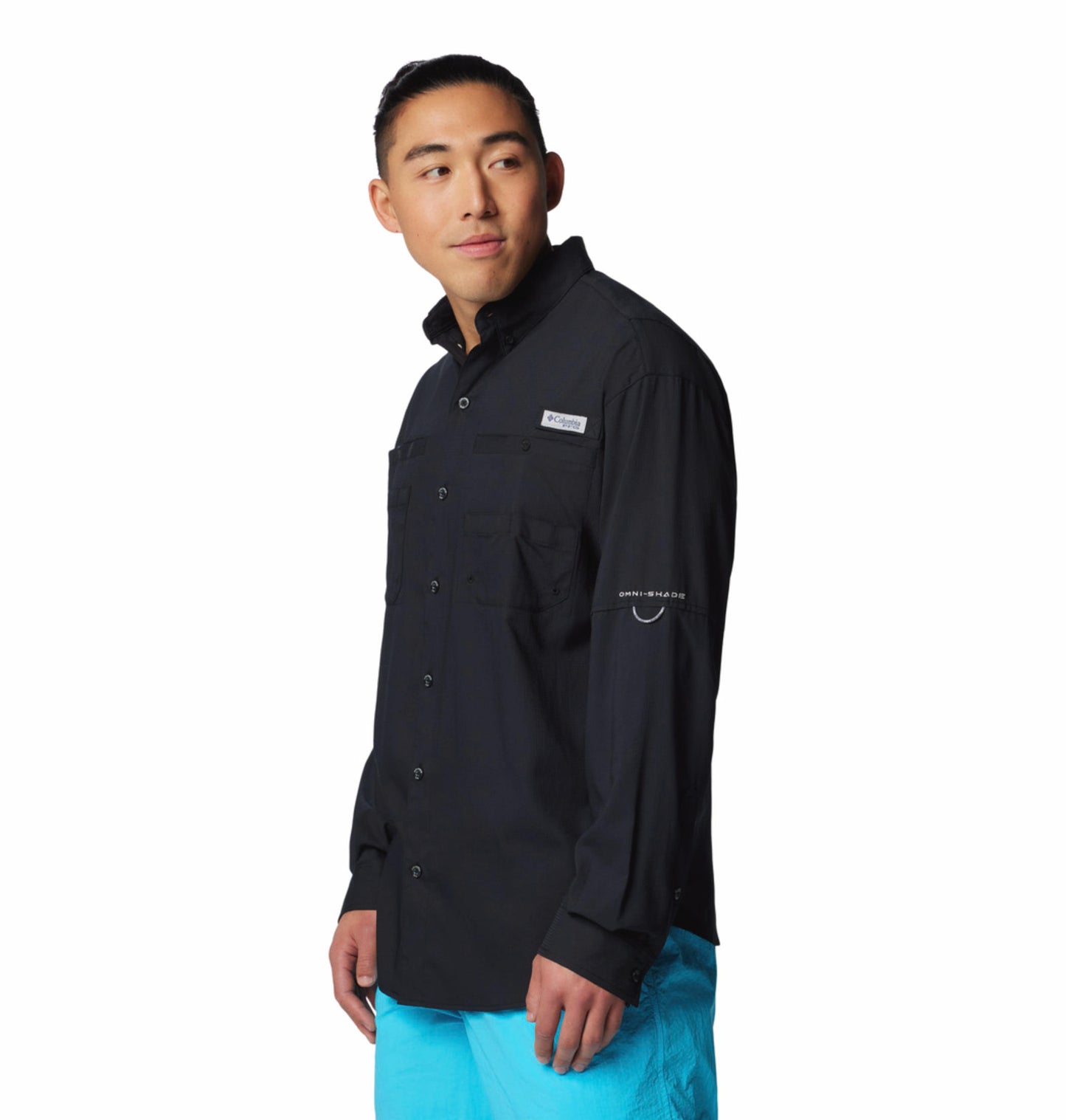 Columbia Mens Black Omni-Wick Tamiami II Long Sleeve Shirt