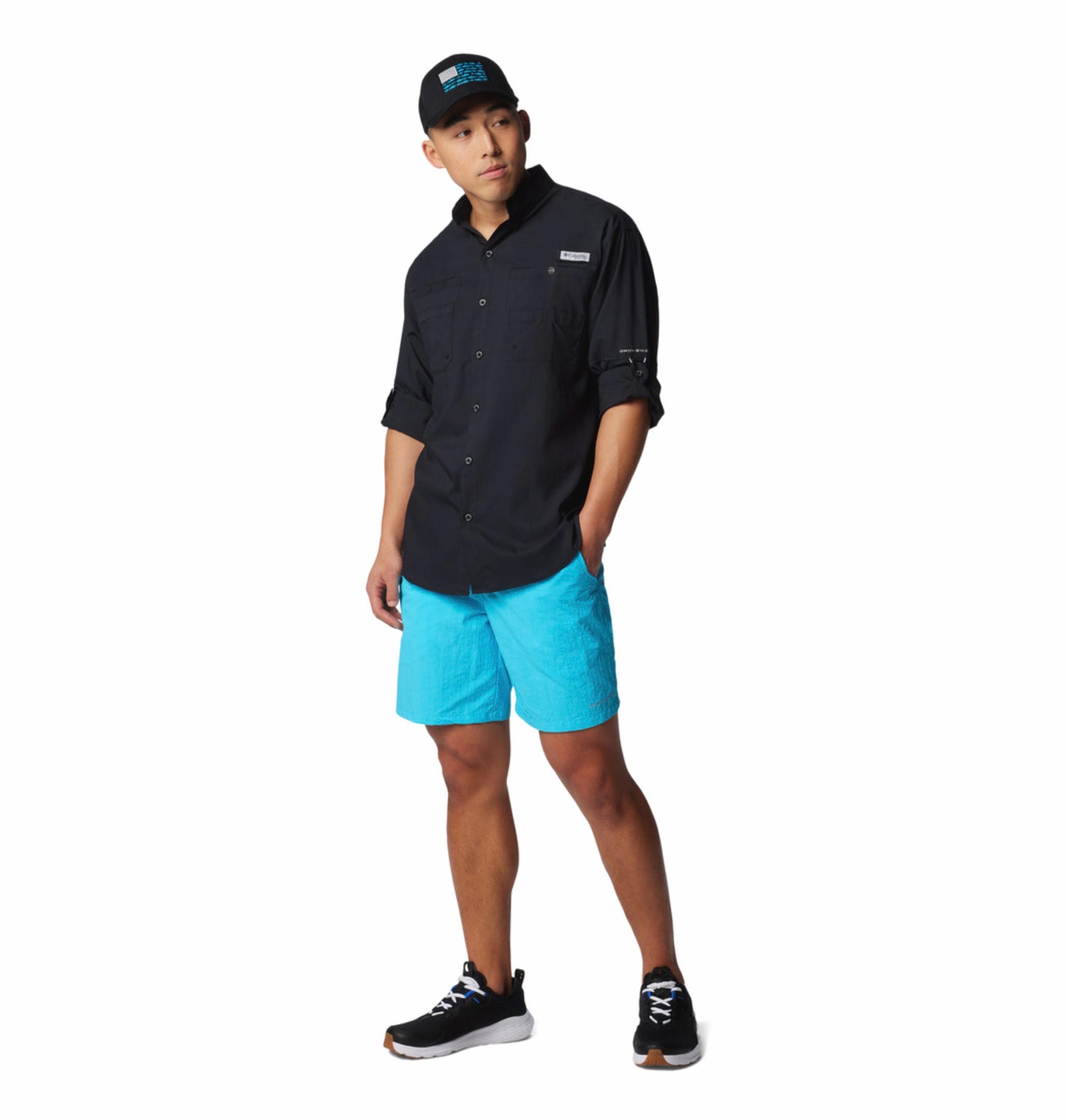 Columbia Mens Black Omni-Wick Tamiami II Long Sleeve Shirt