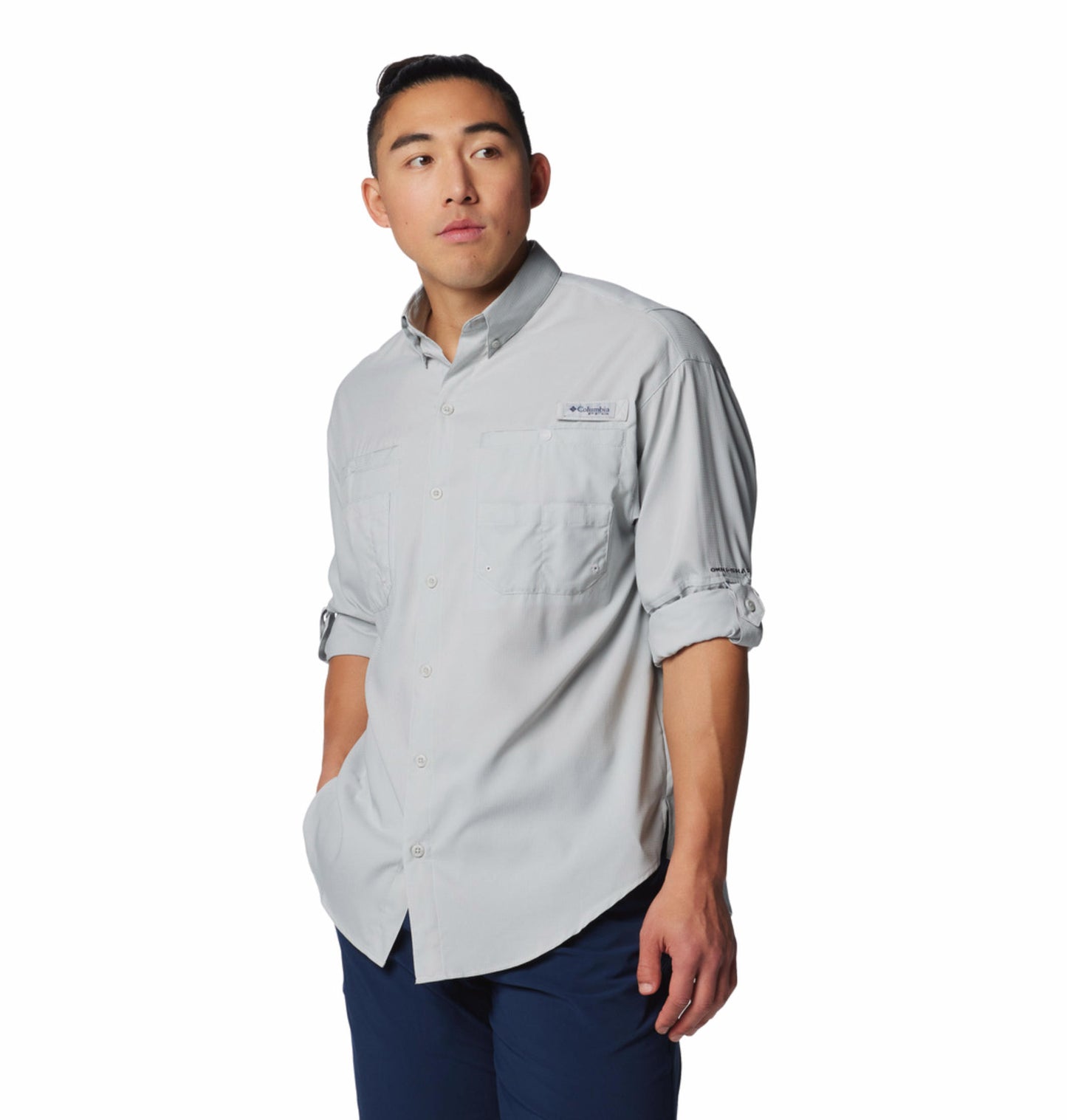 Columbia Mens Grey Omni-Wick Tamiami II Long Sleeve Shirt