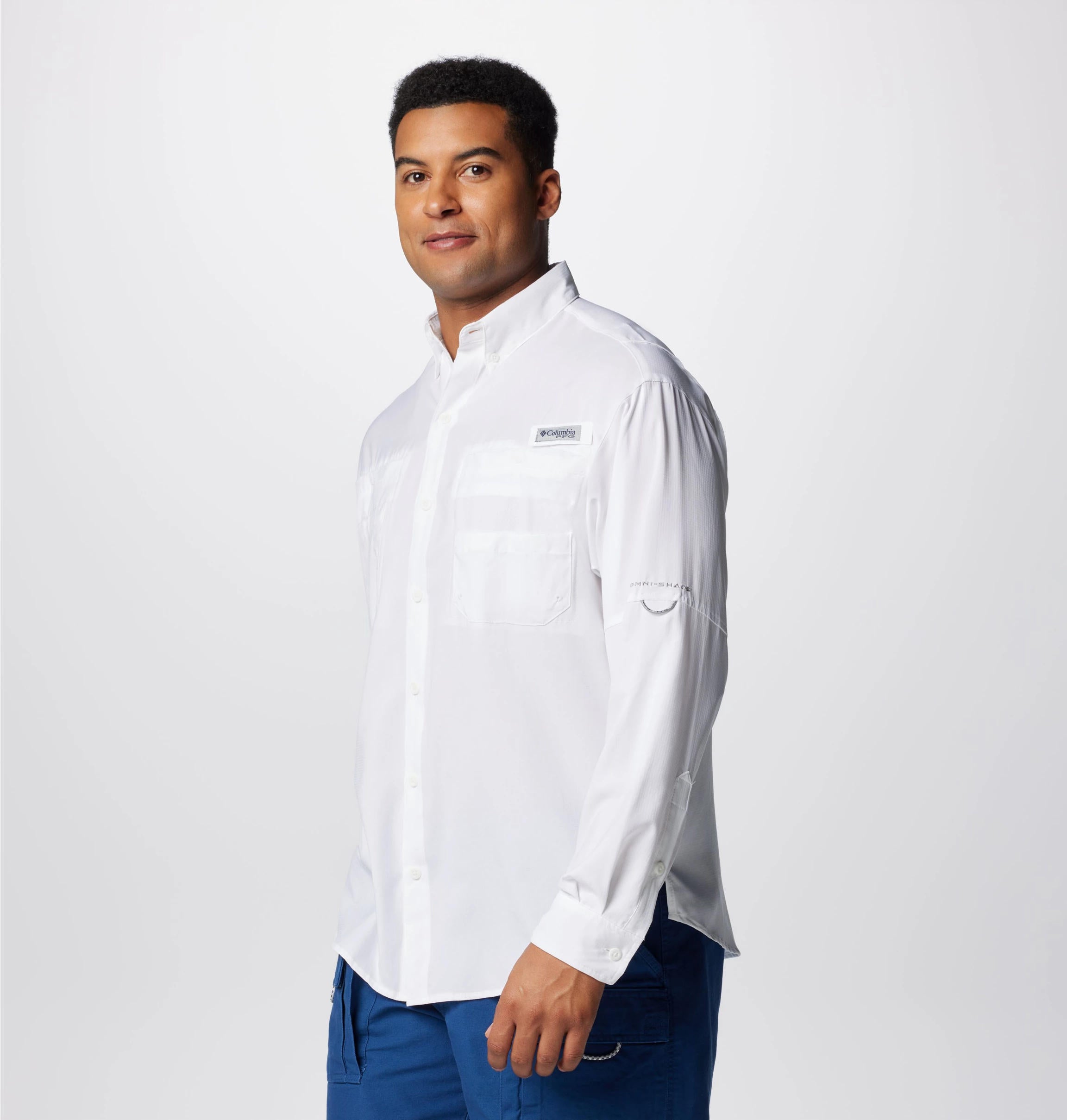 Columbia Men White Tamiami II LS Shirt (Sun Protection)