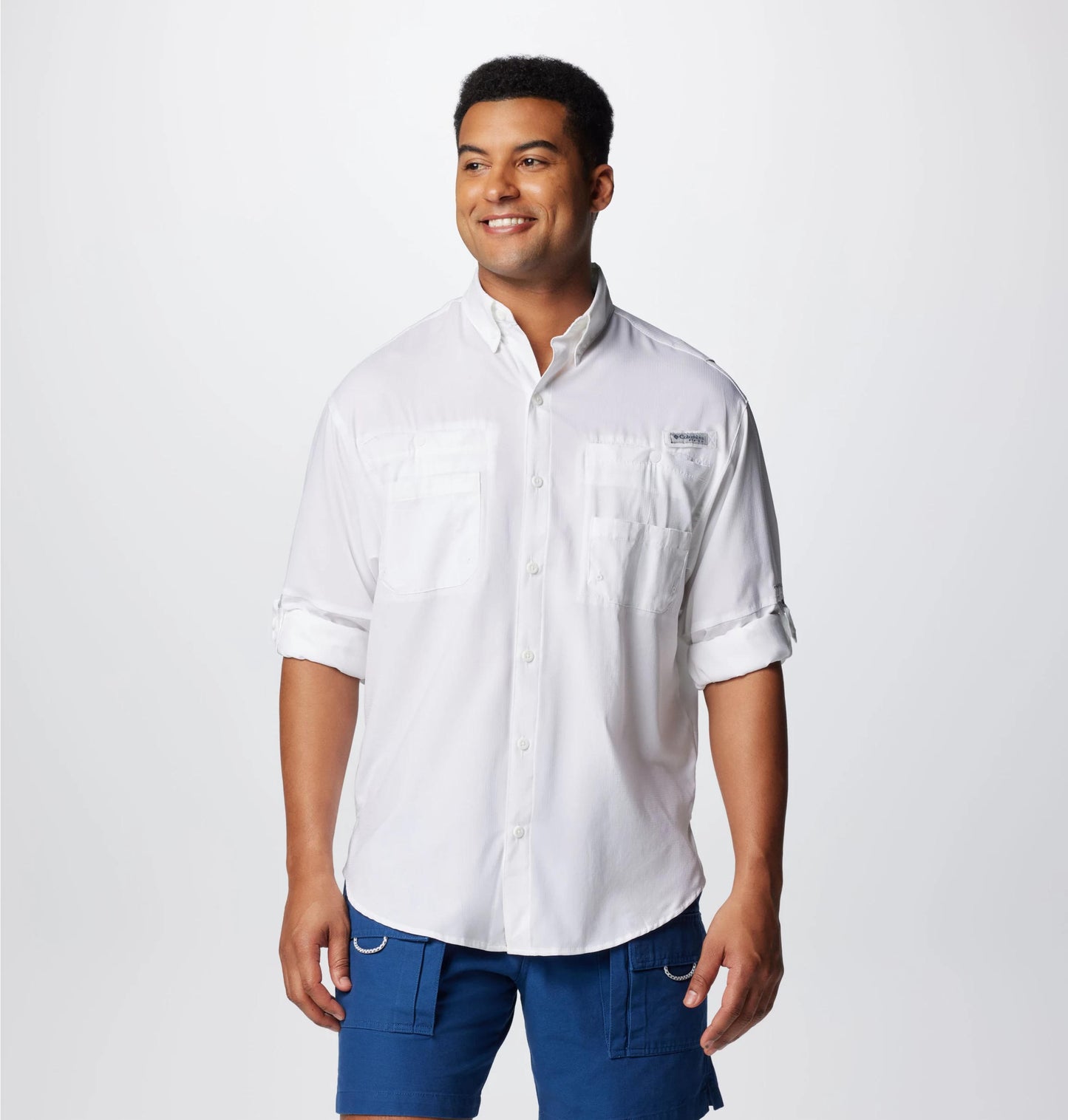 Columbia Mens White Omni-Wick Tamiami II Long Sleeve Shirt