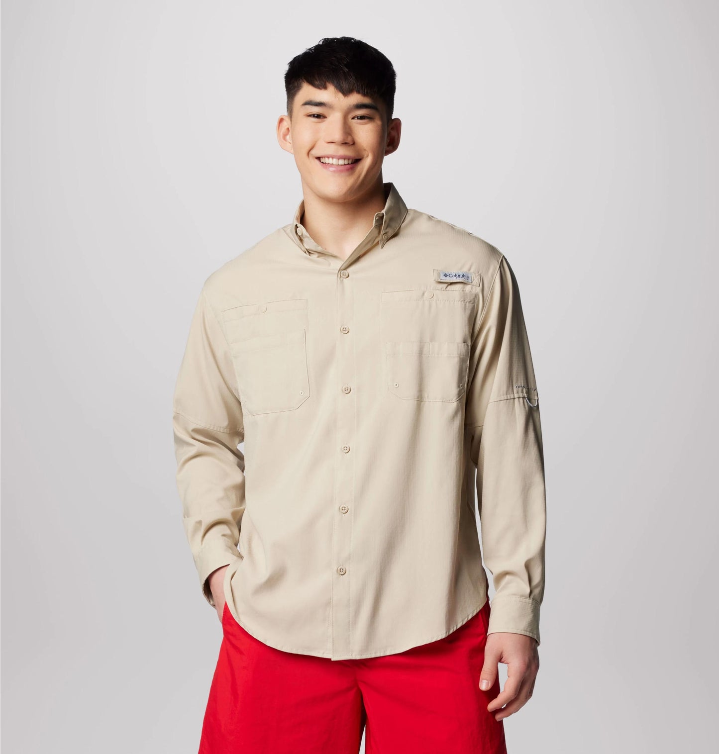 Columbia Mens White Omni-Wick Tamiami II Long Sleeve Shirt
