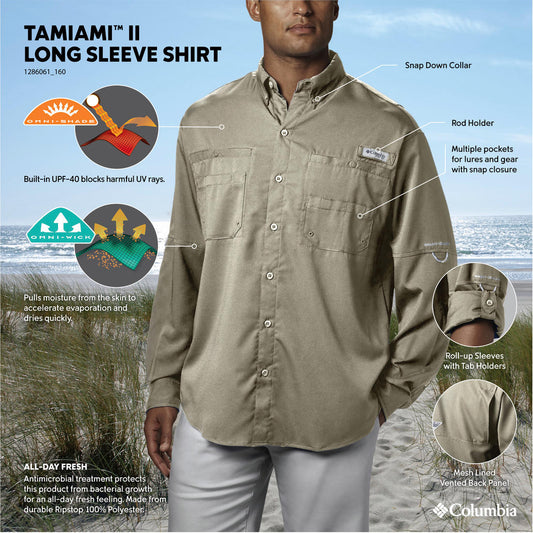 Columbia Mens White Omni-Wick Tamiami II Long Sleeve Shirt