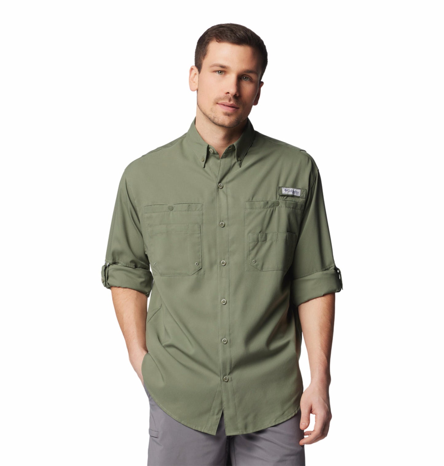Columbia Mens Green Omni-Shade Tamiami II Long Sleeve Shirt