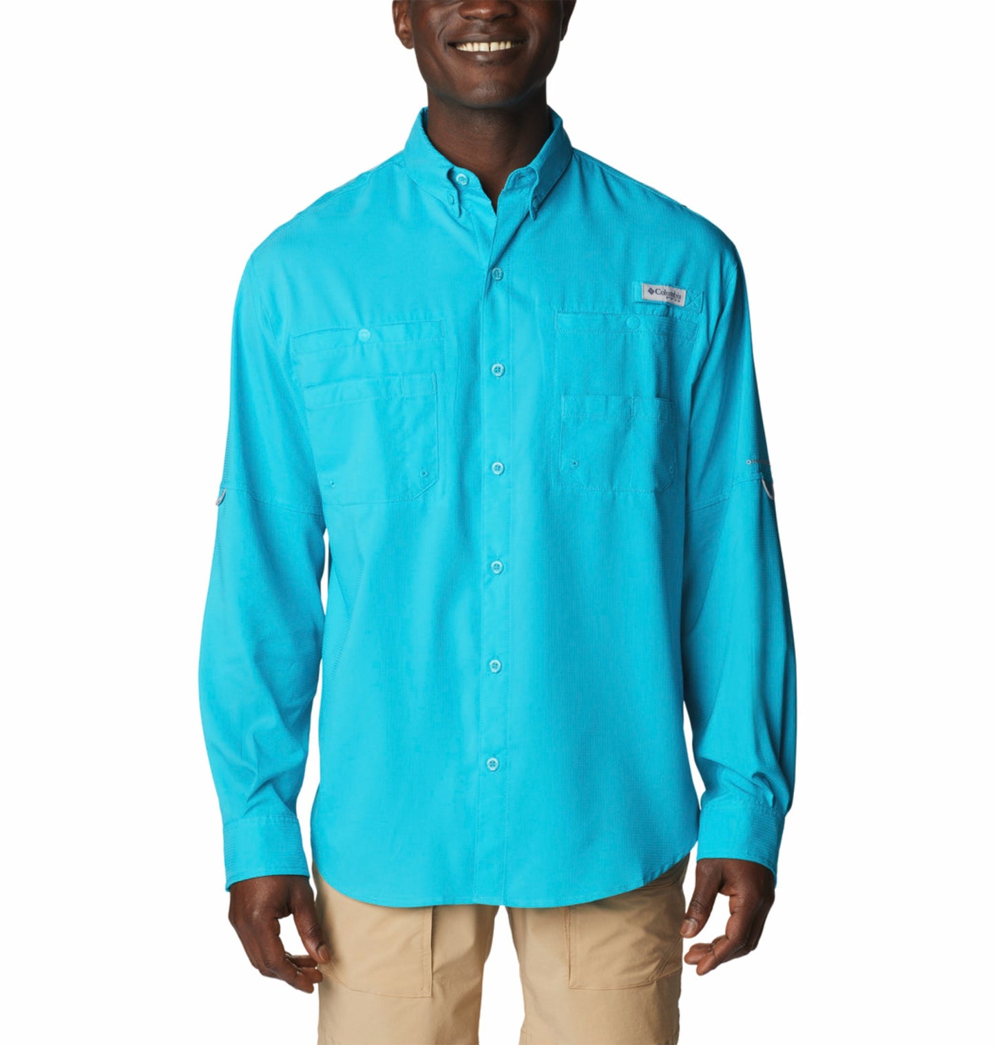 Columbia Men Blue Omni-Shade Tamiami II Long Sleeve Shirt