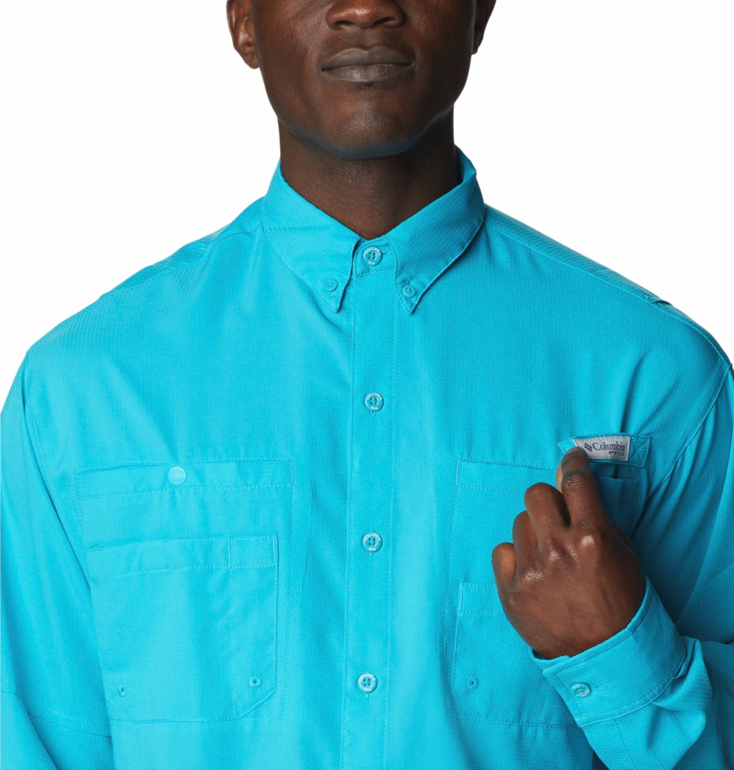 Columbia Men Blue Omni-Shade Tamiami II Long Sleeve Shirt