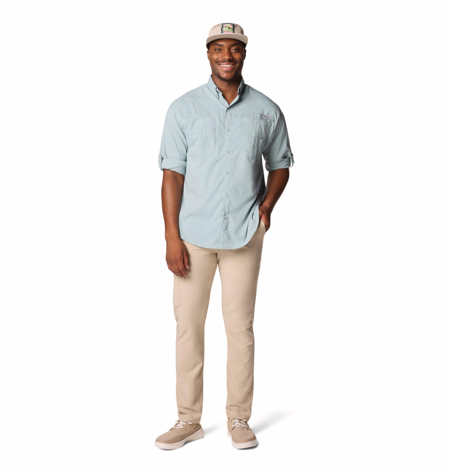 Columbia Mens Turquoise Omni-Wick Tamiami II Long Sleeve Shirt
