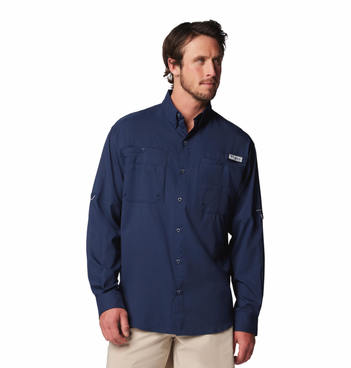 Columbia Mens Navy Blue Omni-Wick Tamiami II Long Sleeve Shirt