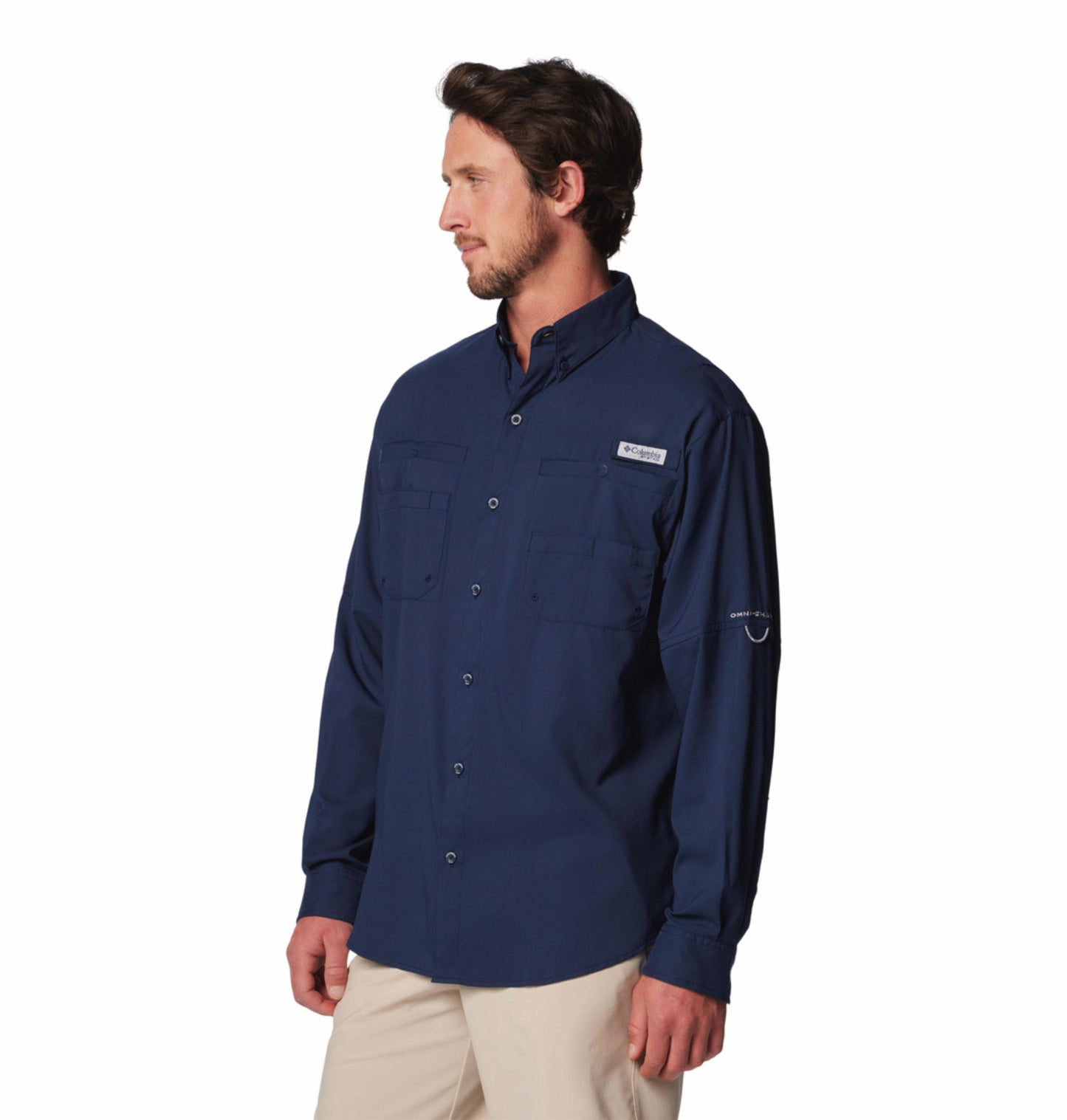 Columbia Mens Navy Blue Omni-Wick Tamiami II Long Sleeve Shirt