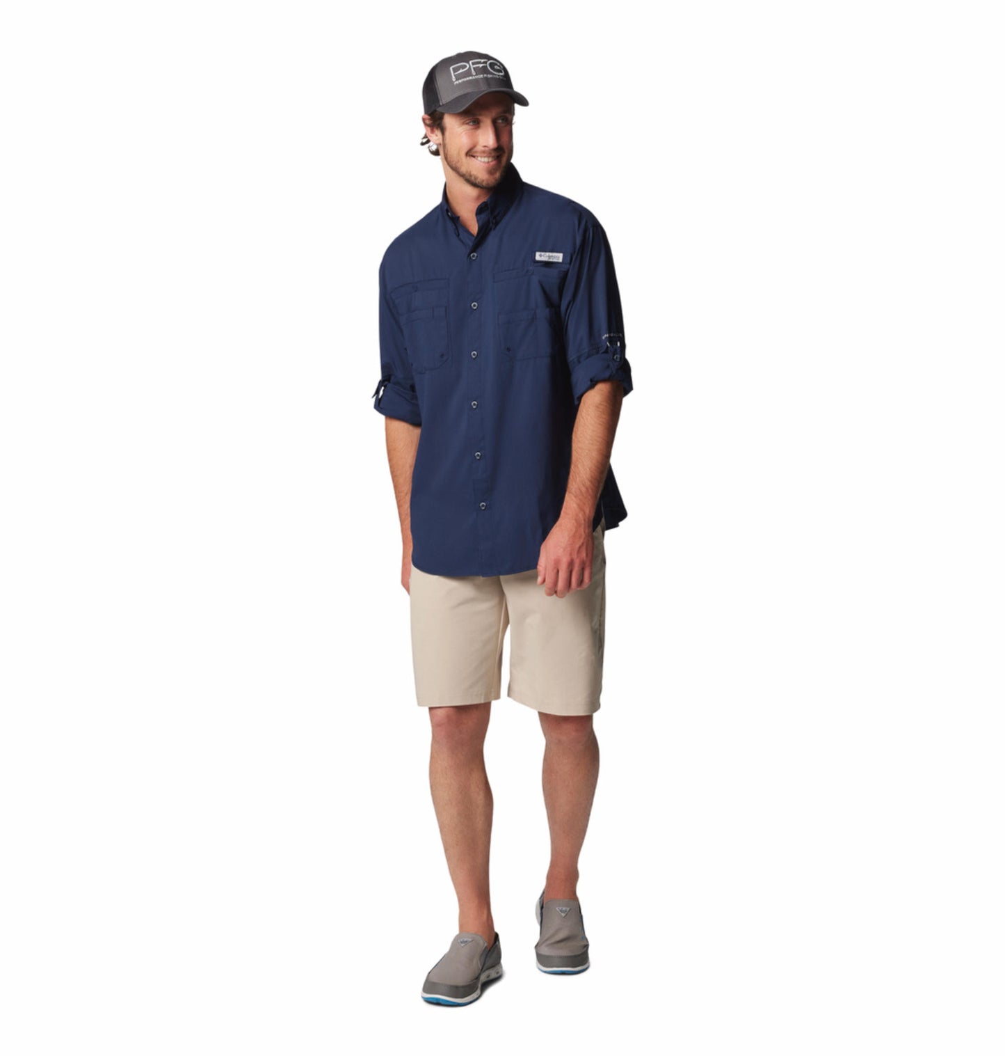 Columbia Mens Navy Blue Omni-Wick Tamiami II Long Sleeve Shirt