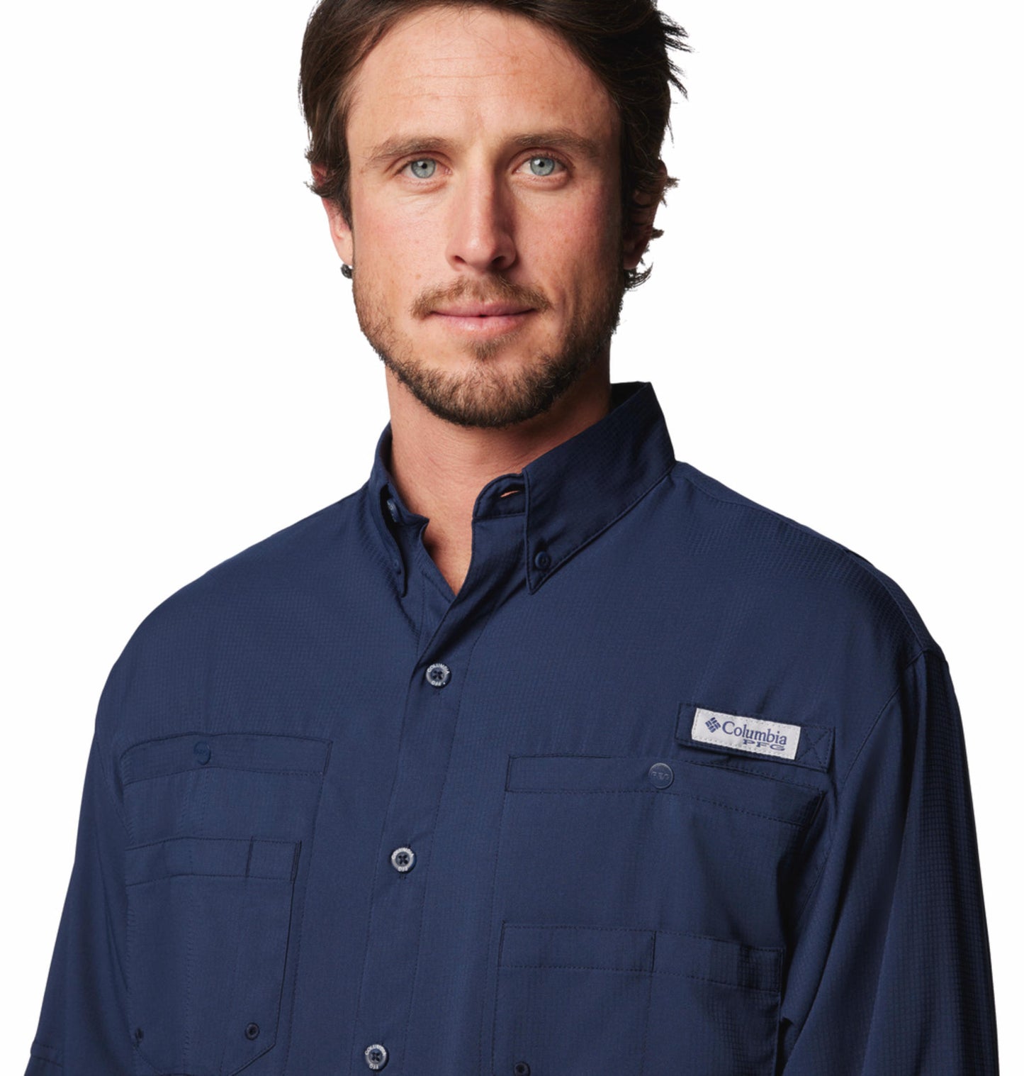 Columbia Mens Navy Blue Omni-Wick Tamiami II Long Sleeve Shirt