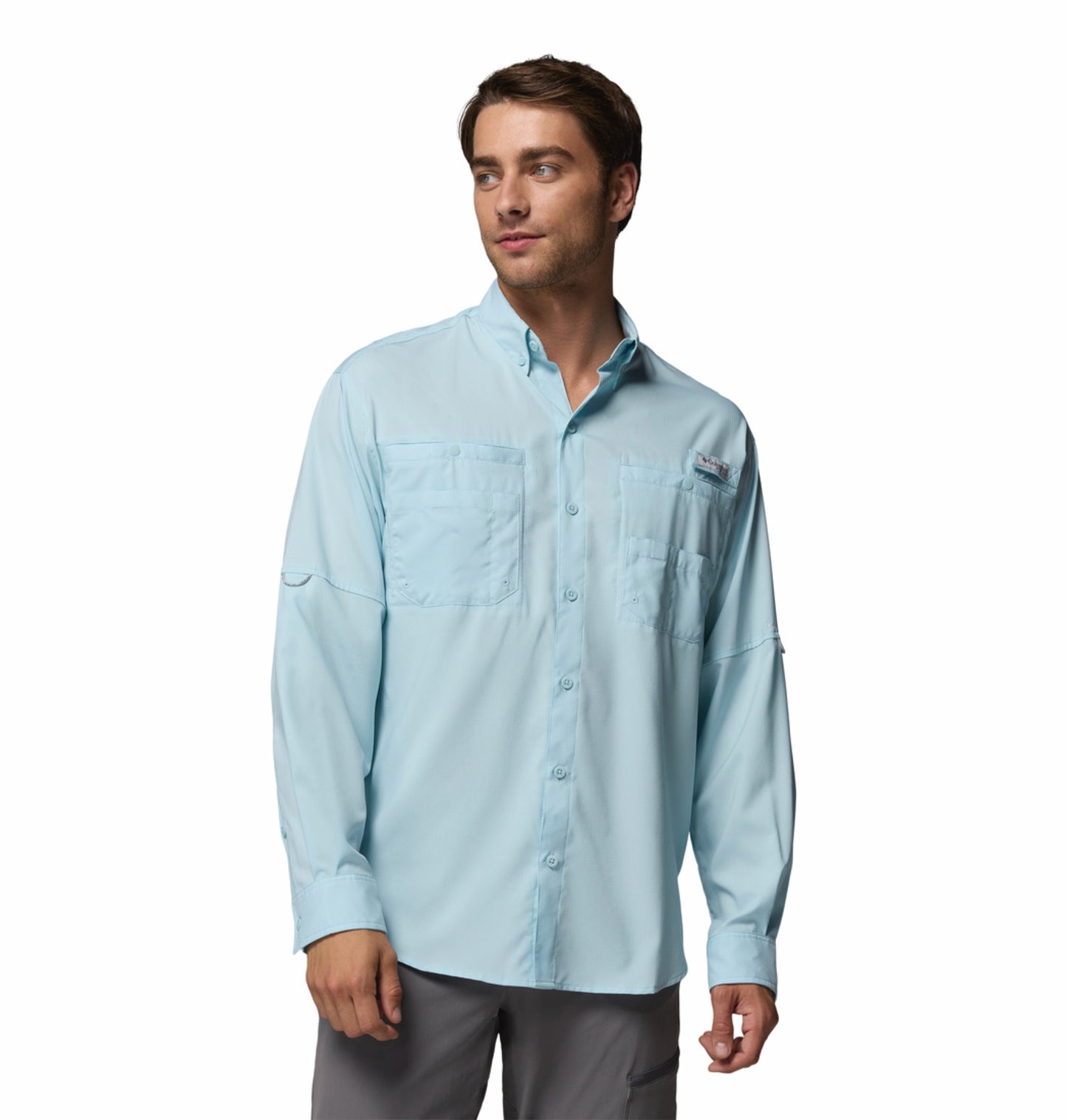 Columbia Men Blue Omni-Shade Tamiami II Long Sleeve Shirt