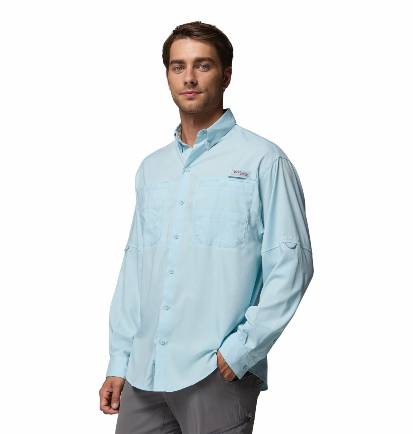 Columbia Men Blue Omni-Shade Tamiami II Long Sleeve Shirt