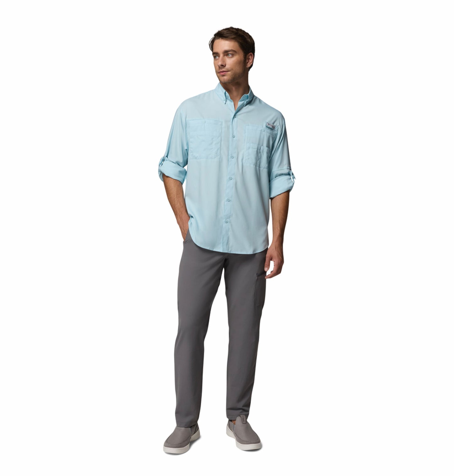 Columbia Men Blue Omni-Shade Tamiami II Long Sleeve Shirt