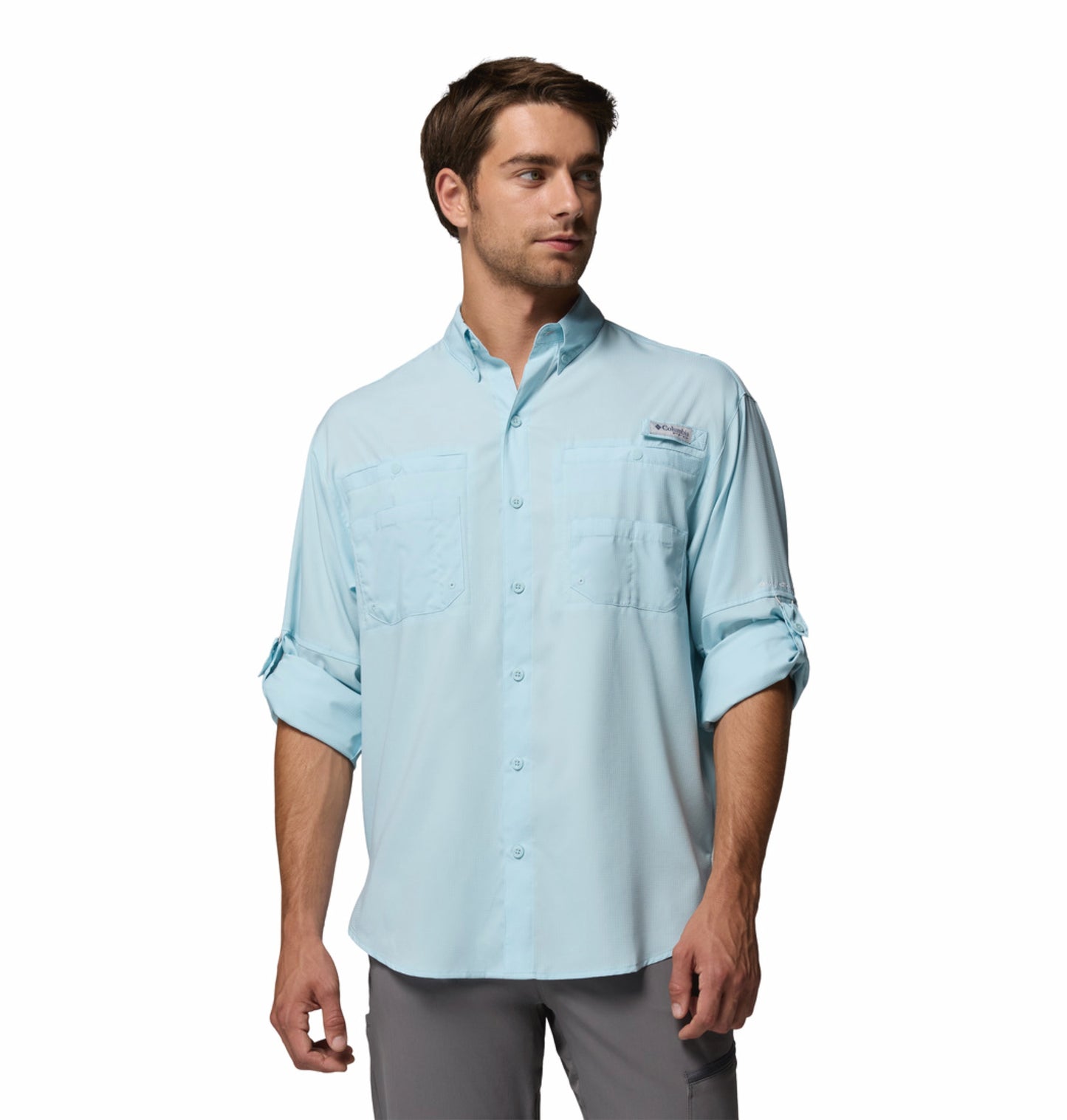 Columbia Men Blue Omni-Shade Tamiami II Long Sleeve Shirt