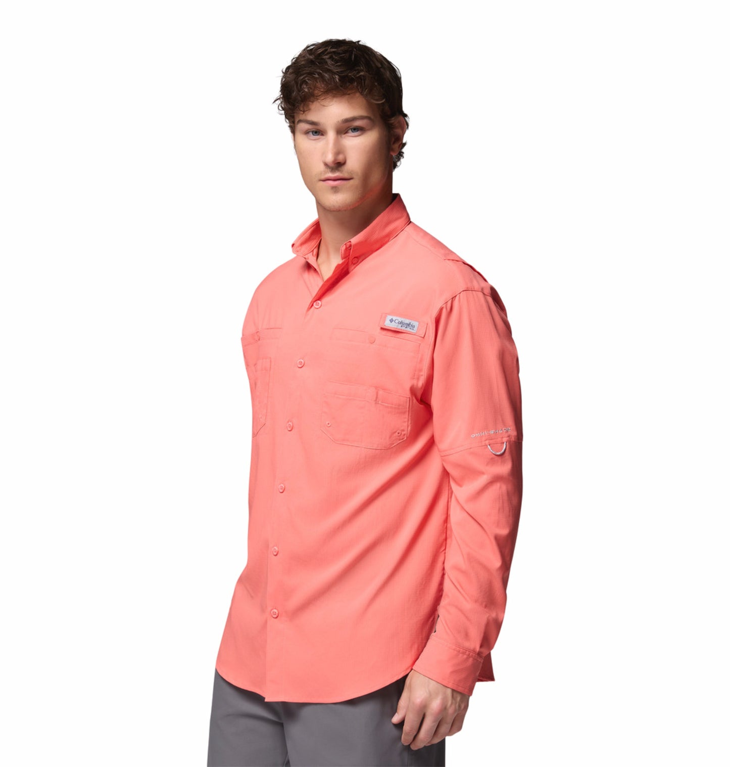 Columbia Men Orange Omni-Shade Tamiami II Long Sleeve Shirt