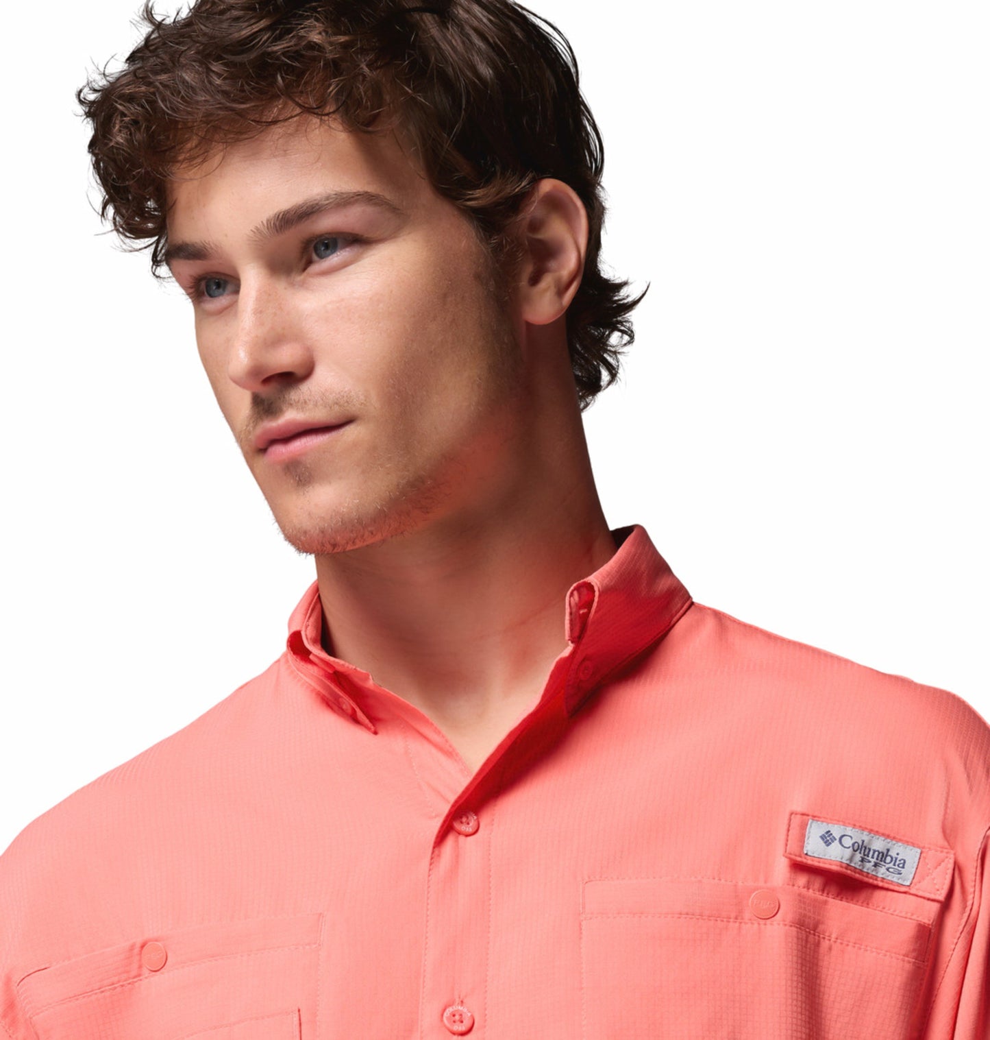 Columbia Men Orange Omni-Shade Tamiami II Long Sleeve Shirt