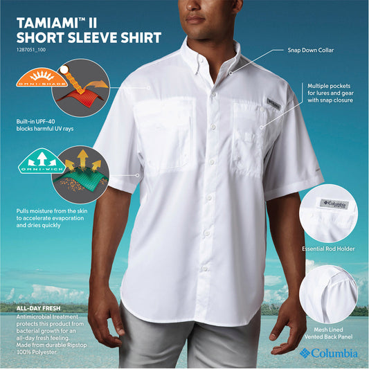 Columbia Men’s White Omni-Shade Tamiami II Short Sleeve Shirt