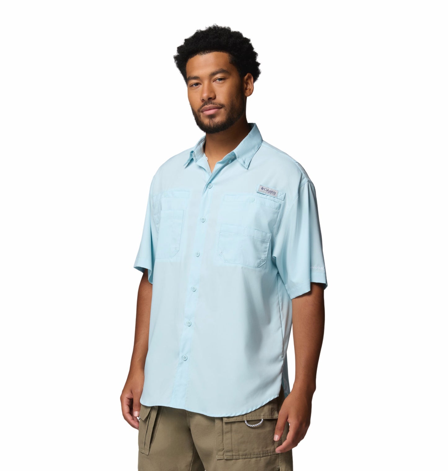 Columbia Men Blue Omni-Shade Tamiami II Short Sleeve Shirt