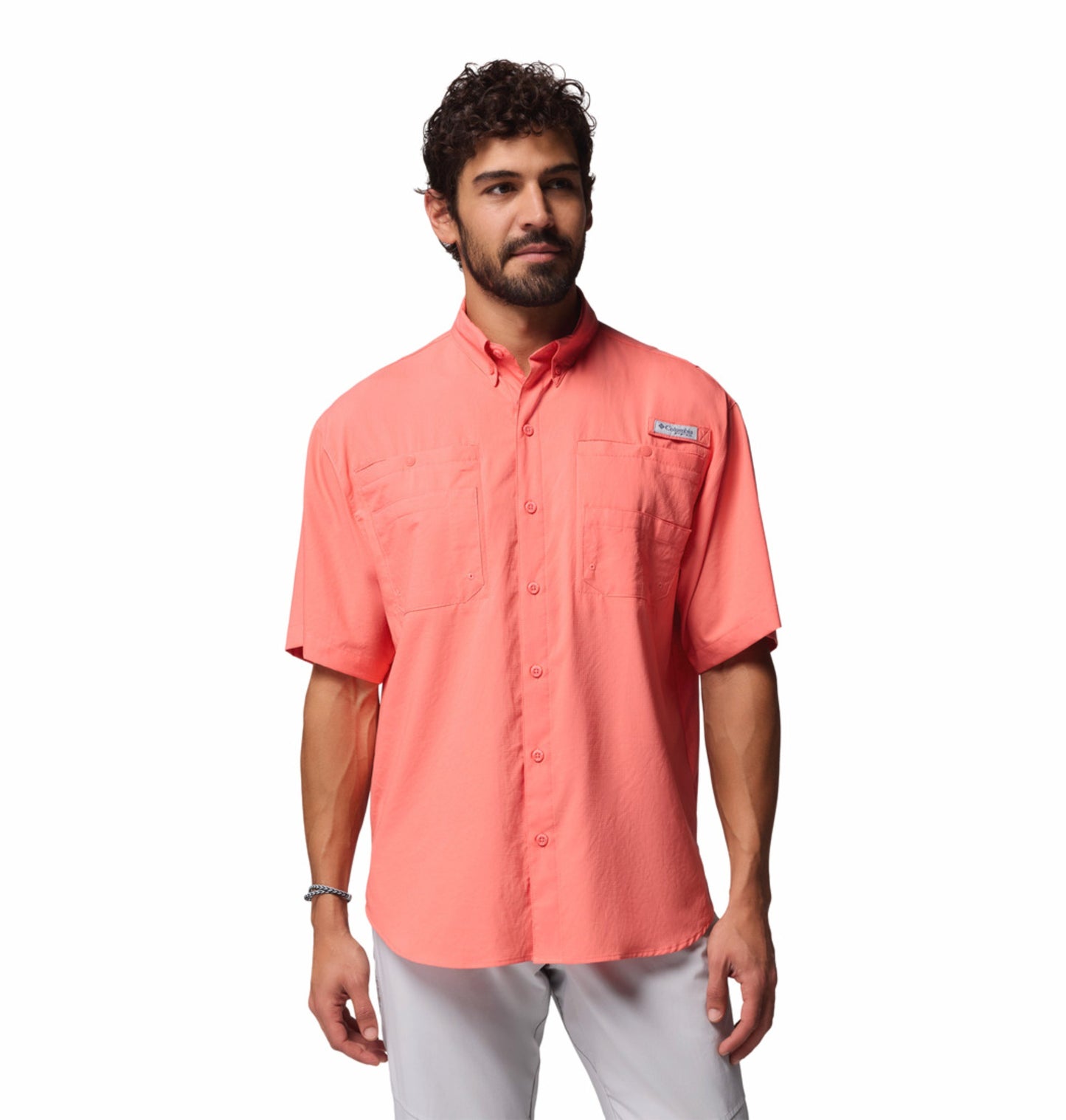 Columbia Men Orange Omni-Shade Tamiami II Short Sleeve Shirt