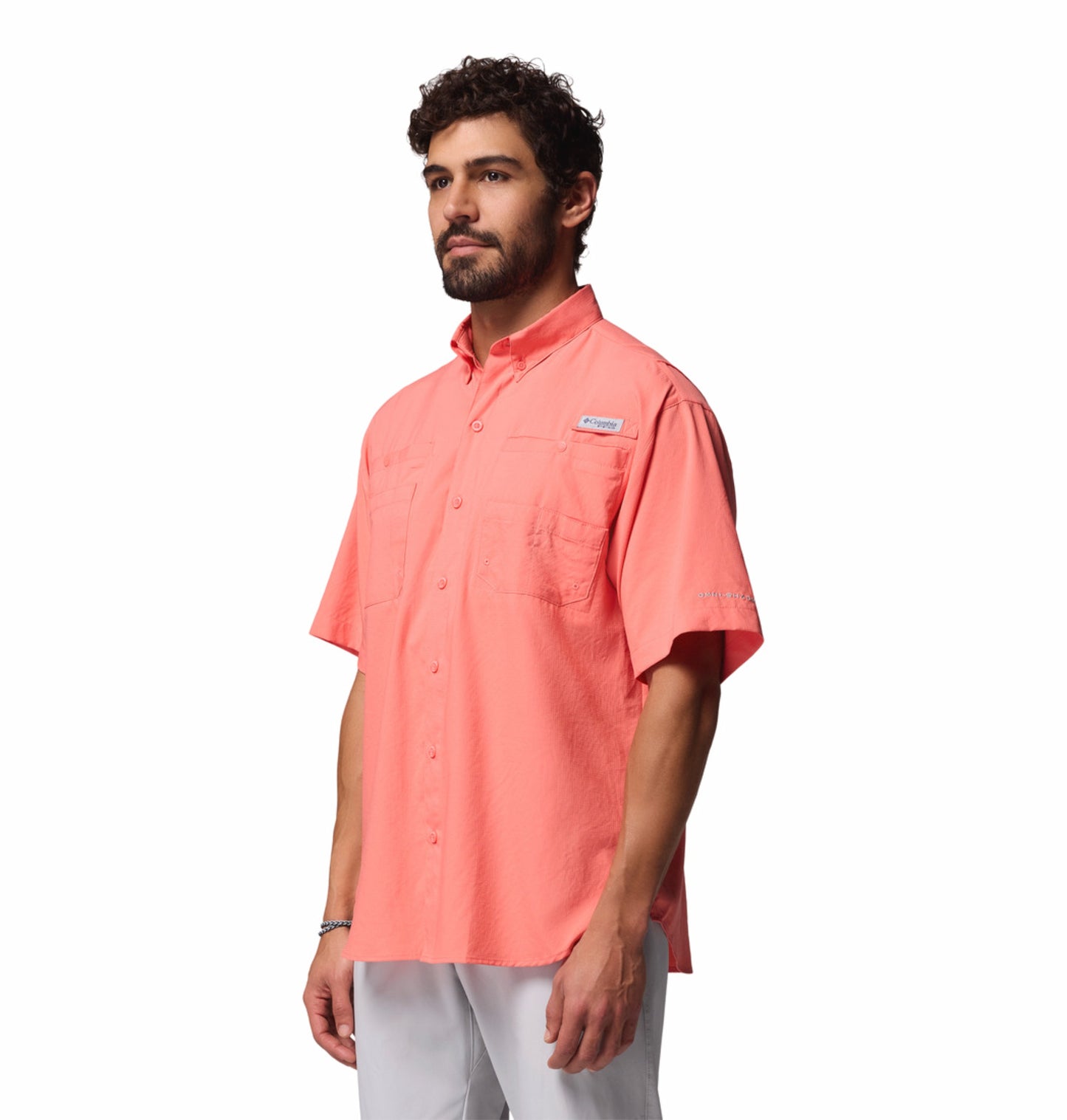 Columbia Men Orange Omni-Shade Tamiami II Short Sleeve Shirt