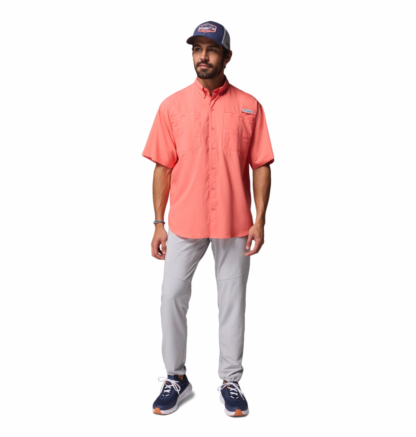 Columbia Men Orange Omni-Shade Tamiami II Short Sleeve Shirt