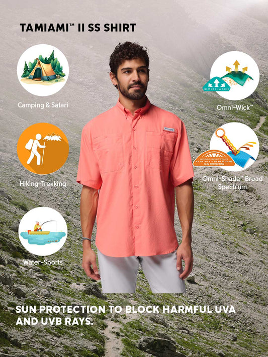 Columbia Men’s Orange Omni-Shade Tamiami II Short Sleeve Shirt
